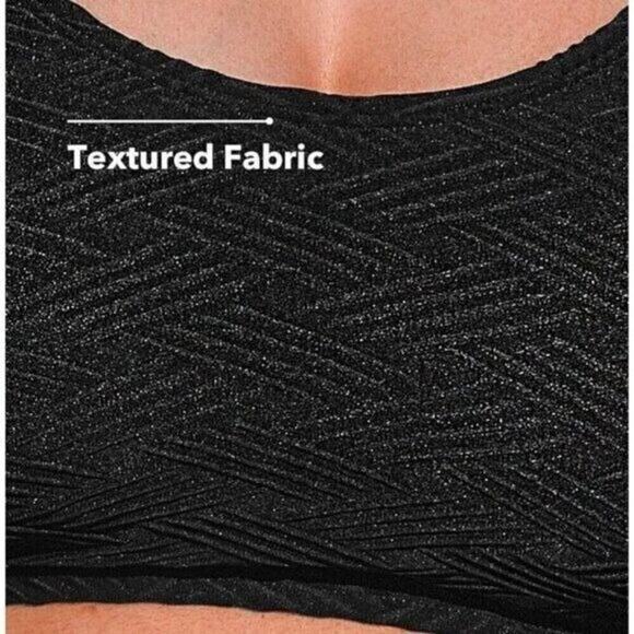 CUPSHE Black Textured Bikini Set Womens Small 2 Piece Scoop Neck High Waist NWT - Picture 7 of 10